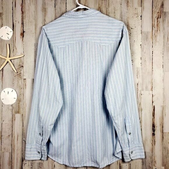 Aeropostale Striped Snap Shirt Blue Size Large - Picture 2 of 10